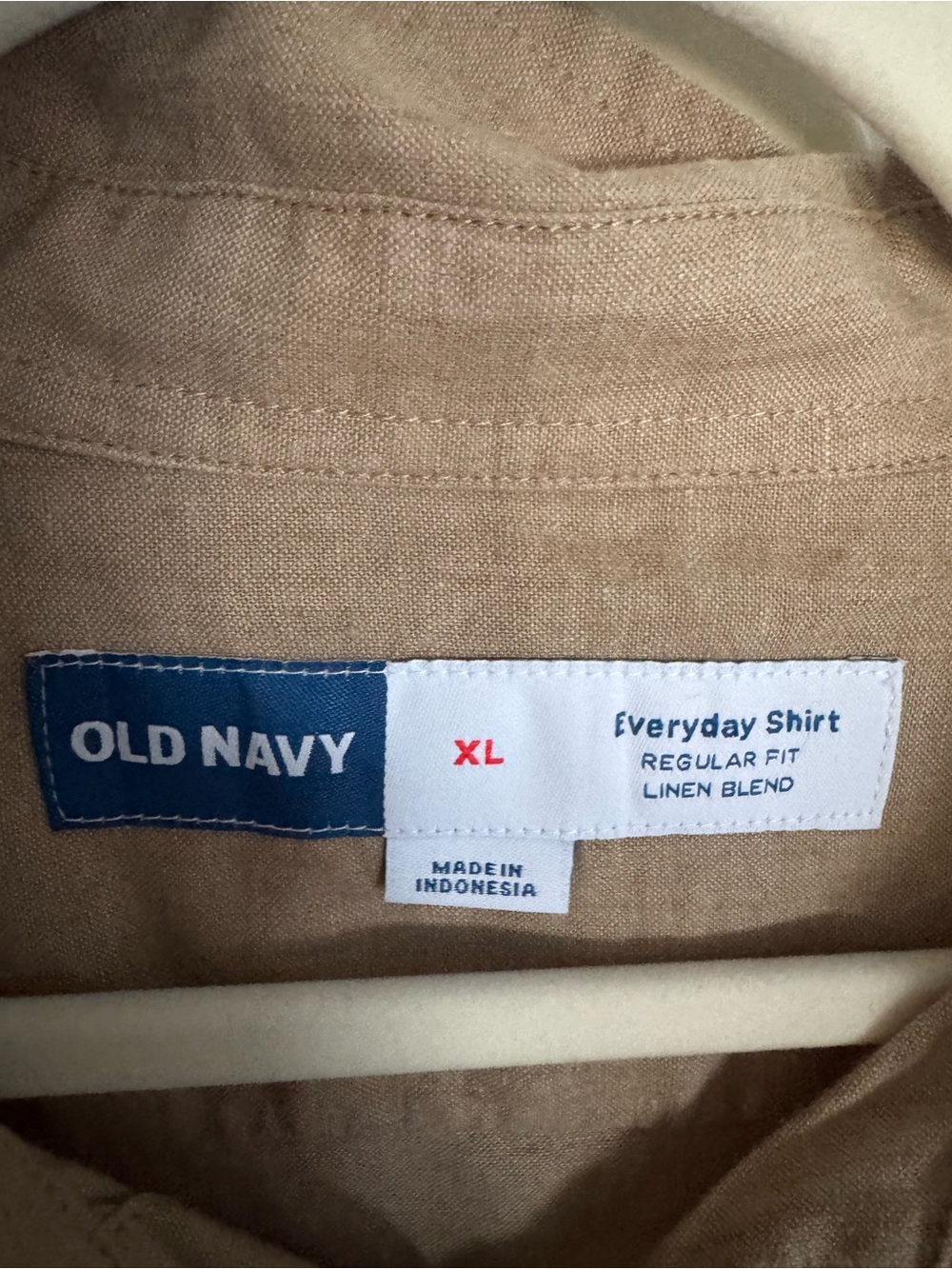 NWT Old Navy Men's Everyday Linen-Blend Short-Sleeve Shirt in tan Size XL - Picture 3 of 4